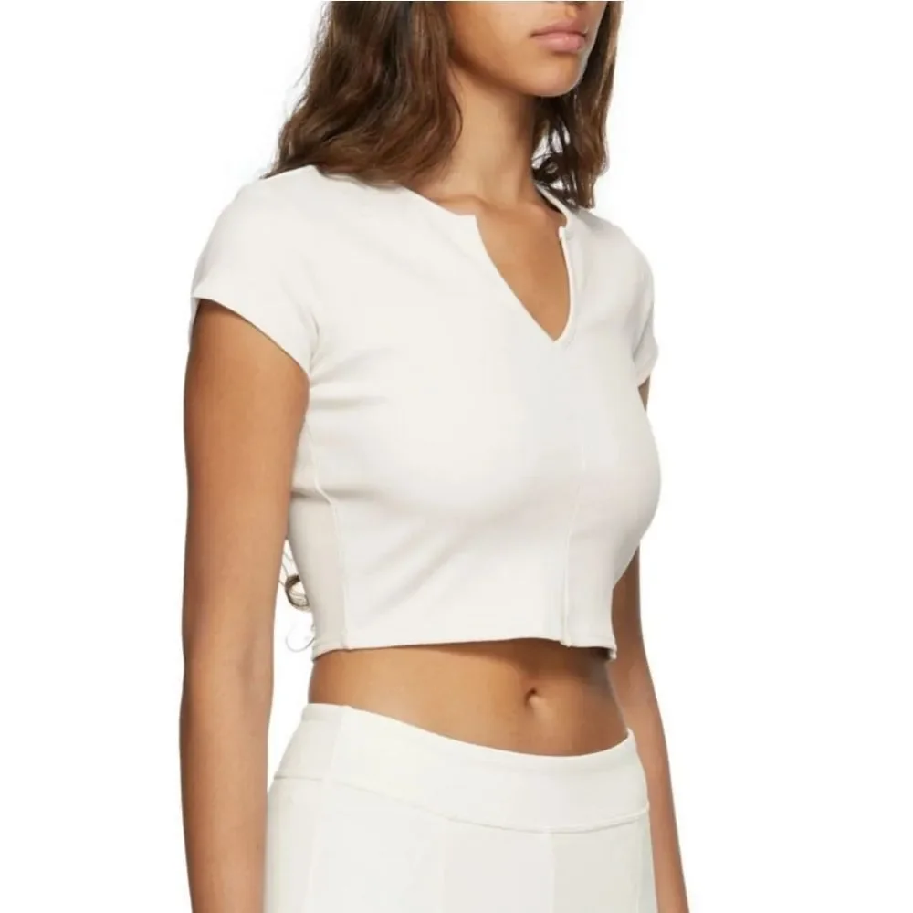 Alo Ivory Ribbed Crop Savvy Sport Top Size Small